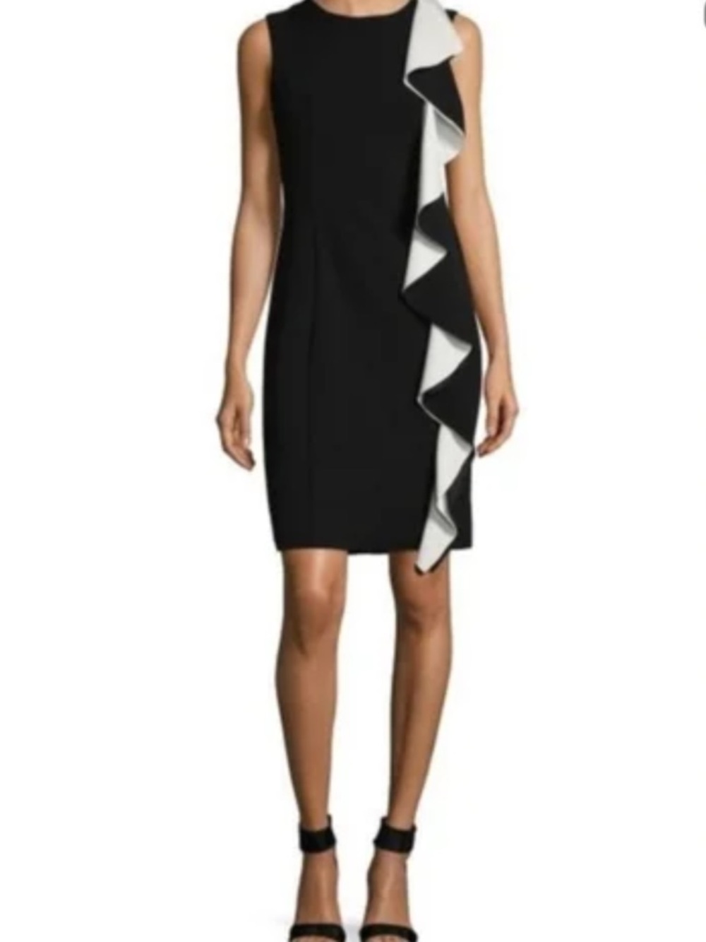 Karl Lagerfeld Black Mini Dress with White Ruffle Trim
